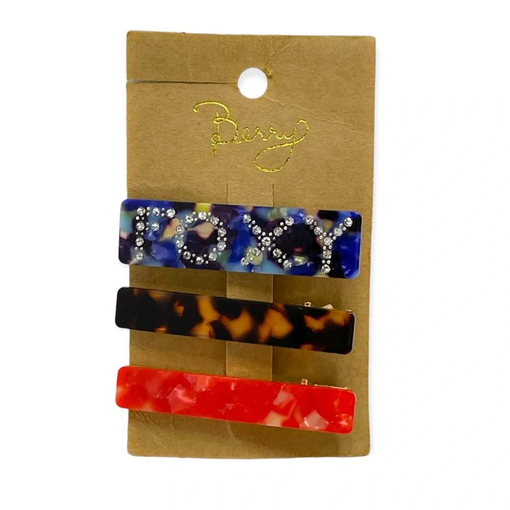Nordstrom Berry Set Of 3 Multi Color Hair Clips